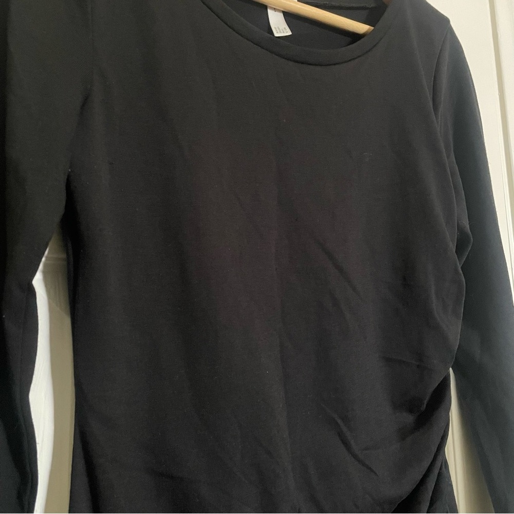 Leith Ruched Long Sleeve Dress, black, Small - Picture 5 of 6